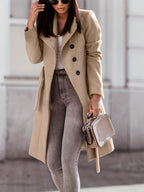Women's Belted Coat with Wide Collar and Shaped Waist, view 3