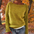 Women's Boat Neck Fine Knit Jumper, Yellow, view 1