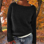 Women's Boat Neck Fine Knit Jumper, Black, view 2