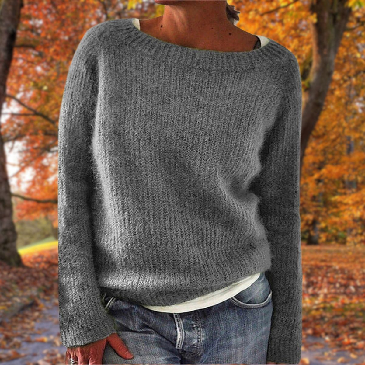 Women's Boat Neck Fine Knit Jumper, Grey, view 4