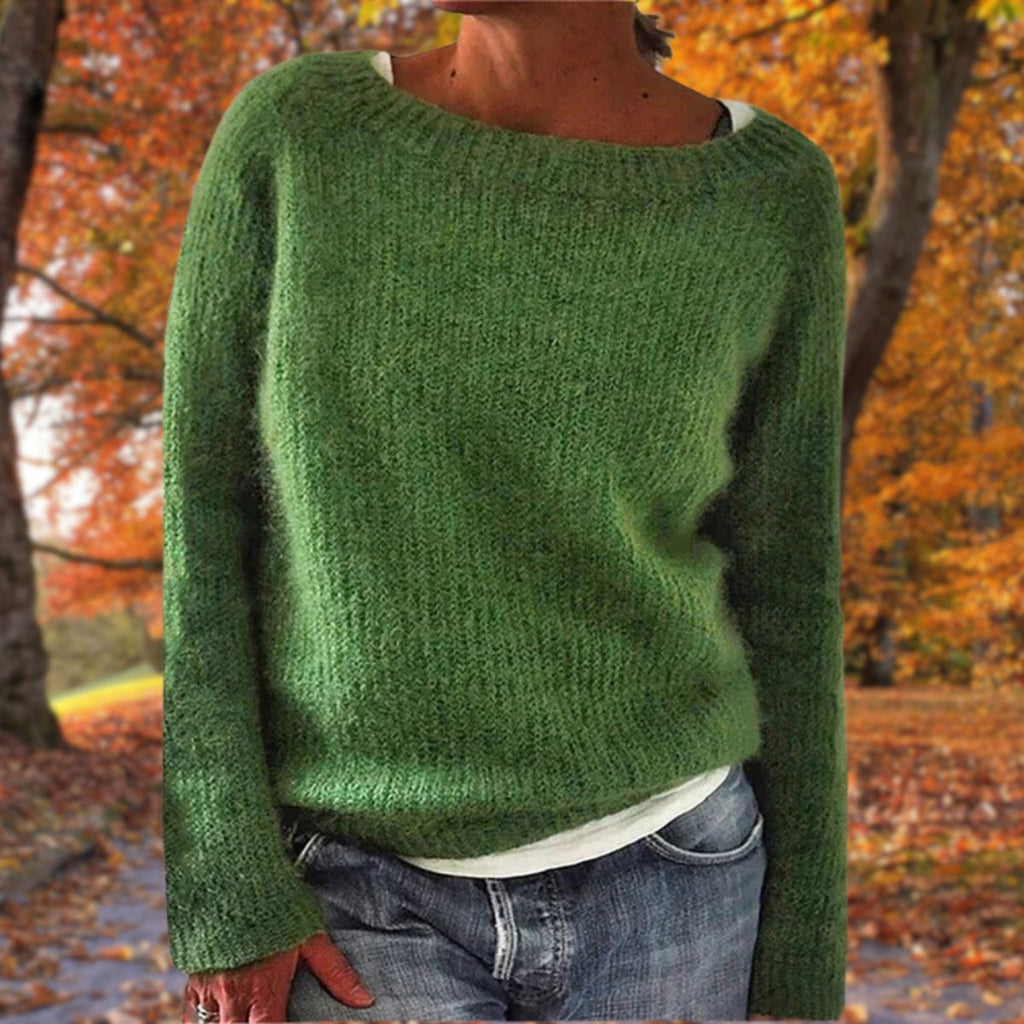 Women's Boat Neck Fine Knit Jumper, Green, view 5