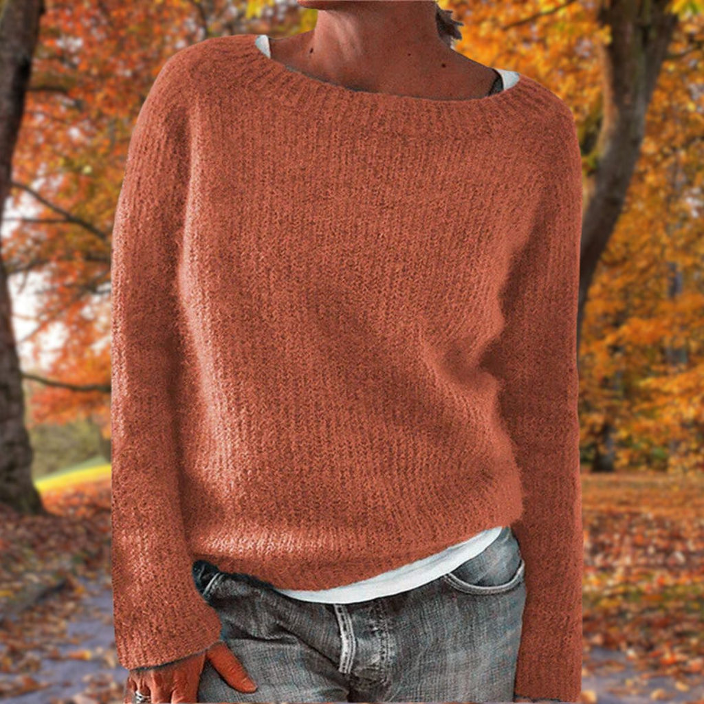 Women's Boat Neck Fine Knit Jumper, Orange, view 6