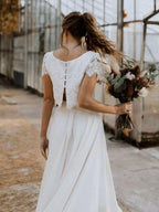 Women's Bridal Dress Set with Lace Crop Top and Maxi Skirt, view 3