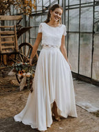 Women's Bridal Dress Set with Lace Crop Top and Maxi Skirt, view 5