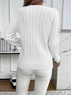 Women's Cable Knit Jumper with Ribbed Crew Neck, view 2