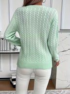 Women's Cable Knit Jumper with Round Neck and Ribbed Cuffs, view 2