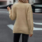 Women's Cable Knit Wrap Front V-Neck Jumper, view 2