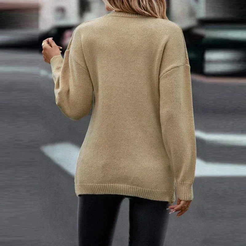Women's Cable Knit Wrap Front V-Neck Jumper, view 2