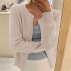 Women's Soft Knit Cardigan with Button Front, Beige, view 3