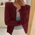 Women's Soft Knit Cardigan with Button Front, Red, view 7