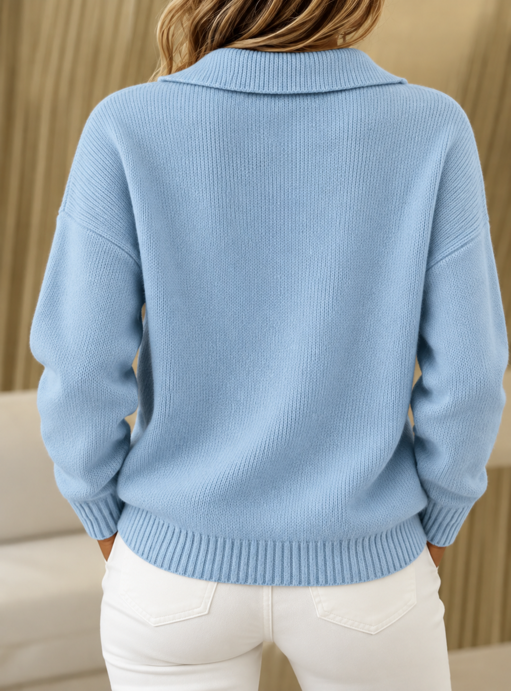 Women's Polo Collar Button-Neck Knit Jumper, view 3