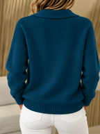 Women's Polo Collar Button-Neck Knit Jumper, view 5