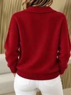 Women's Polo Collar Button-Neck Knit Jumper, view 7