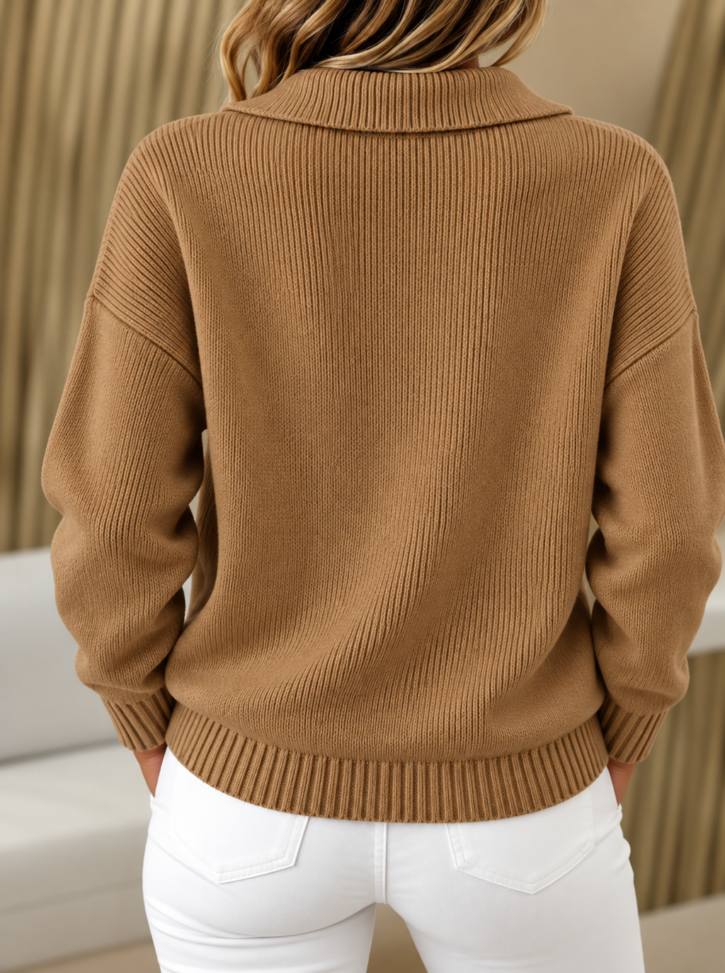 Women's Polo Collar Button-Neck Knit Jumper, view 11