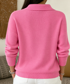 Women's Polo Collar Knit Jumper with Button Placket, view 5