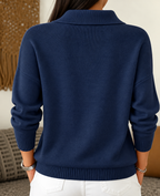 Women's Polo Collar Knit Jumper with Button Placket, view 11