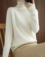 Women's Turtleneck Knit Jumper with Raglan Sleeves, White, view 4