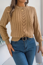 Women's Chevron Cable Knit Crew Neck Jumper, view 2
