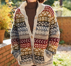 Women's Chunky Fair Isle Cardigan with V-Neckline, Rainbow, view 1