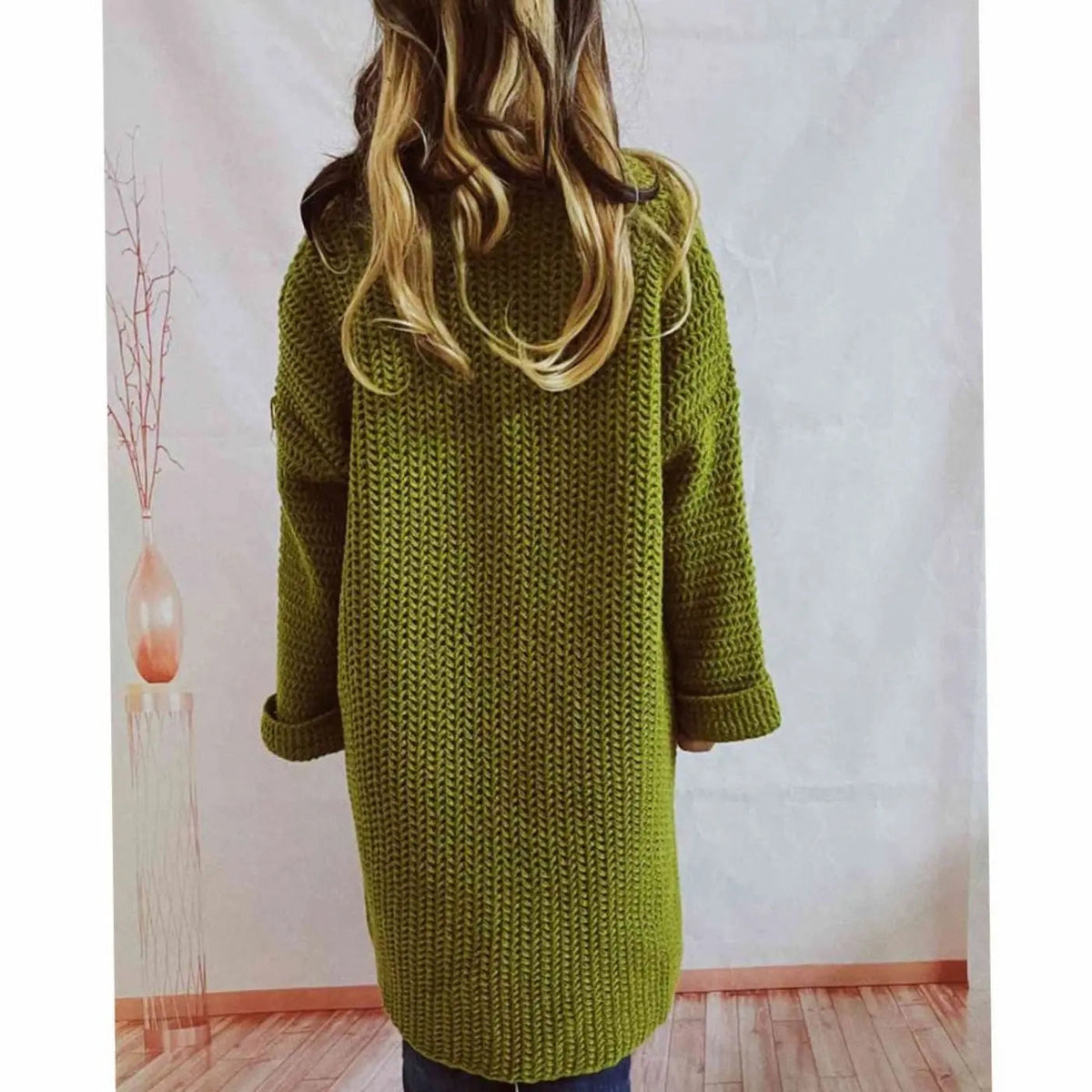 Women's Chunky Knit Cardigan with Front Pockets, view 4