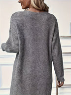 Women's Chunky Knit Midi Dress with Crossover Wrap Hem, view 2