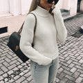Women's Chunky Turtleneck Jumper with Ribbed Trim, White, view 1