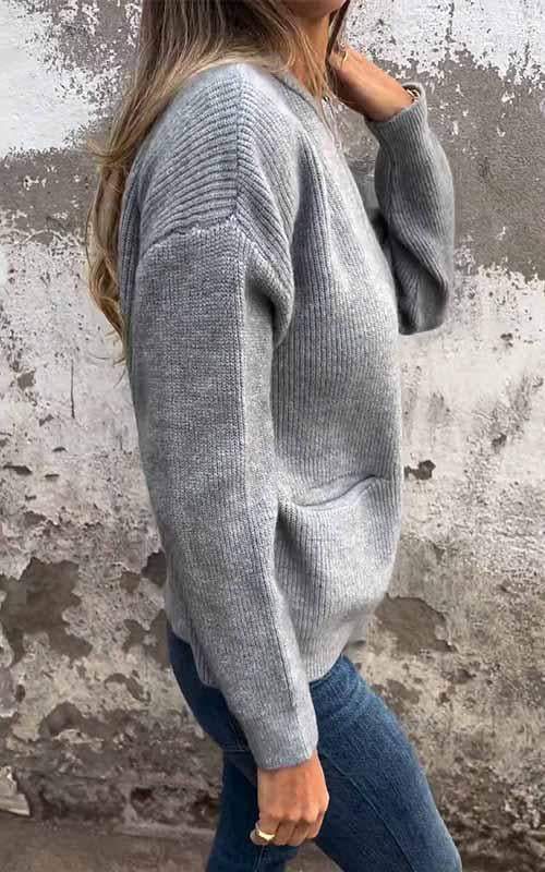 Women's Chunky Zip-Up Knit Cardigan with Front Pockets, view 3