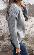 Women's Chunky Zip-Up Knit Cardigan with Front Pockets, view 3