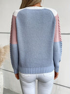 Women's Colour Block Cable Knit Jumper with Chevron Panel, view 2