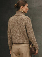 Women's Cropped Bouclé-Style Cardigan with Gold Buttons, view 3