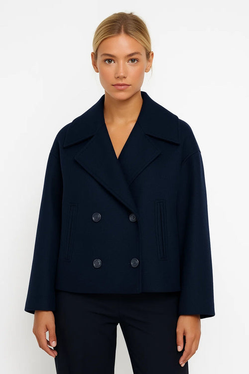 Women's Cropped Double-Breasted Pea Coat, view 2