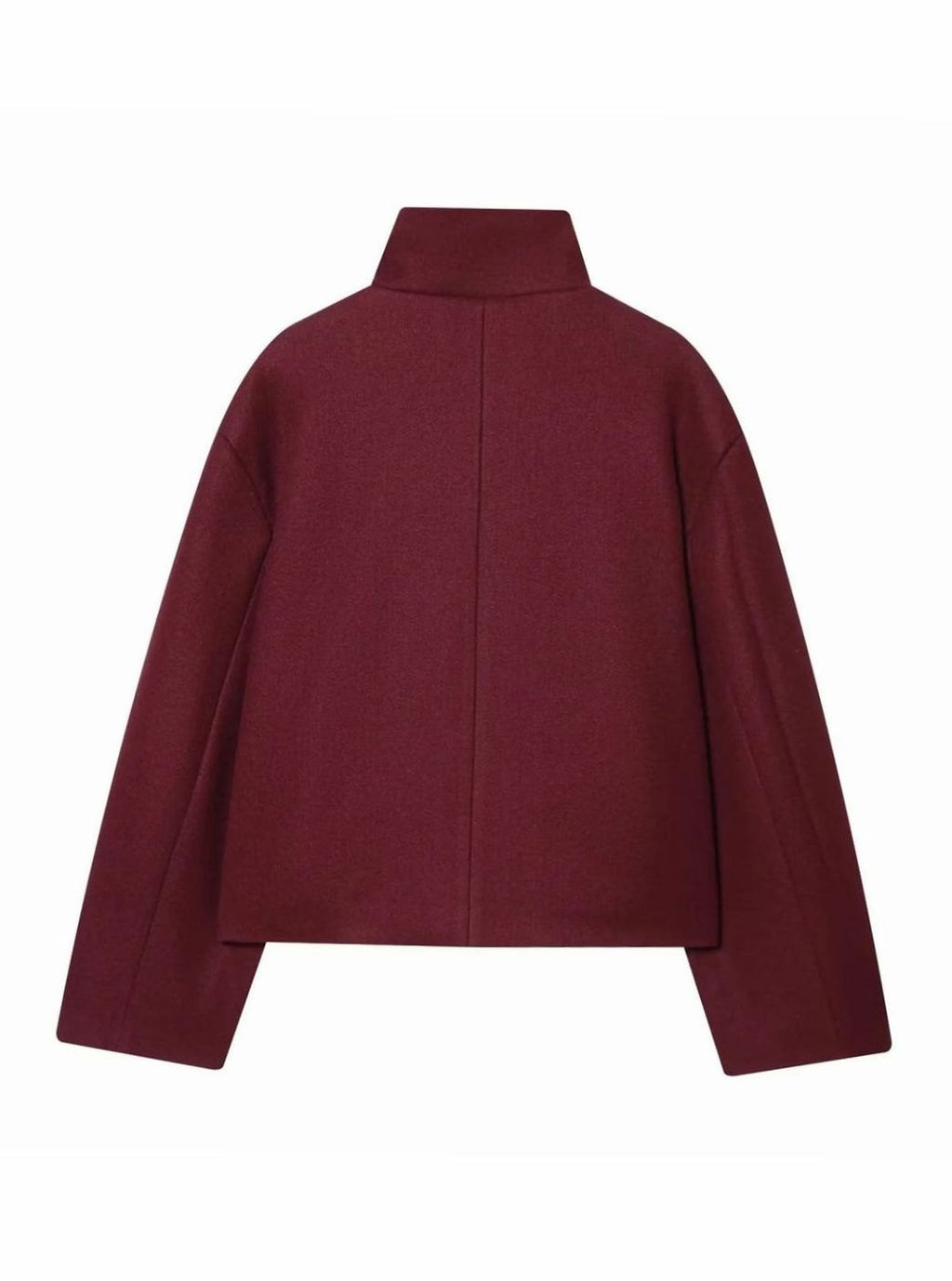 Women's Cropped High-Collar Coat with Asymmetric Buttons, view 2