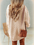 Women's Diamond and Cable Knit Mini Dress, view 5