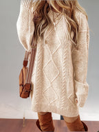 Women's Diamond and Cable Knit Mini Dress, view 6