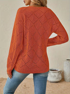 Women's Diamond Pointelle V-Neck Relaxed Jumper, view 6