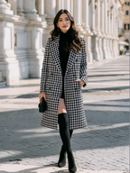 Women's Double-Breasted Houndstooth Coat, view 1