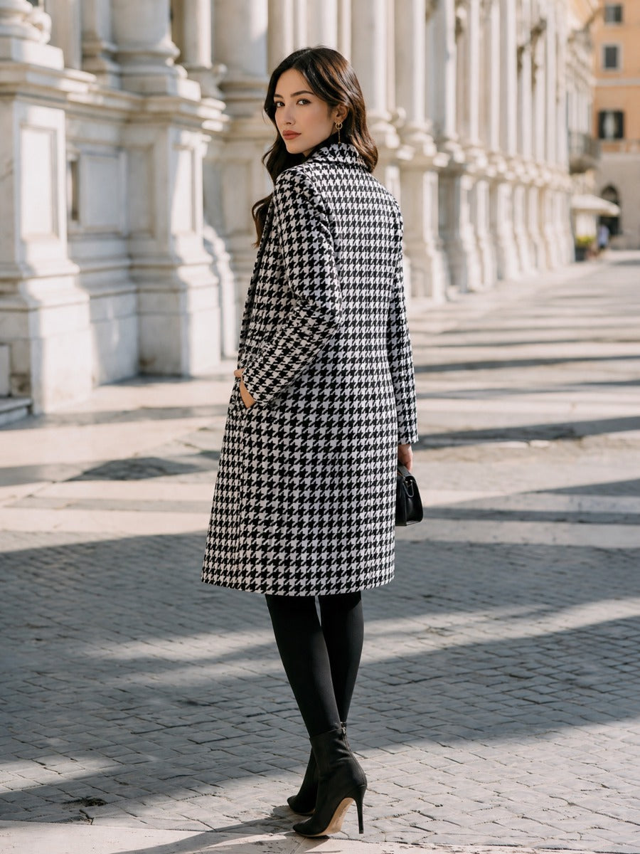 Women's Double-Breasted Houndstooth Coat, view 2