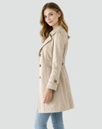 Women's Double-Breasted Trench Coat with Buttoned Cuffs, view 2