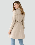 Women's Double-Breasted Trench Coat with Buttoned Cuffs, view 3