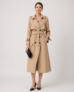 Women's Double-Breasted Trench Coat with Check Lining, view 2