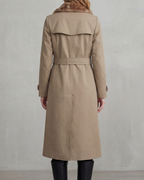 Women's Double-Breasted Trench Coat with Plush Lining, view 3