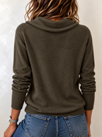 Women's Draped Cowl Neck Jumper with Ribbed Trim, view 3