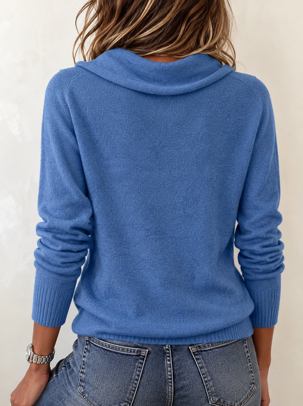Women's Draped Cowl Neck Jumper with Ribbed Trim, view 5