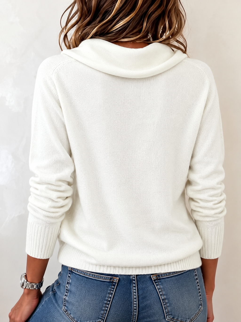 Women's Draped Cowl Neck Jumper with Ribbed Trim, view 9