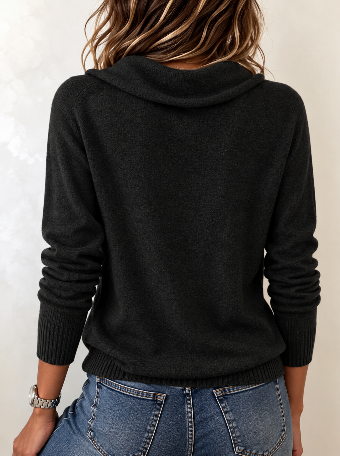 Women's Draped Cowl Neck Jumper with Ribbed Trim, view 11