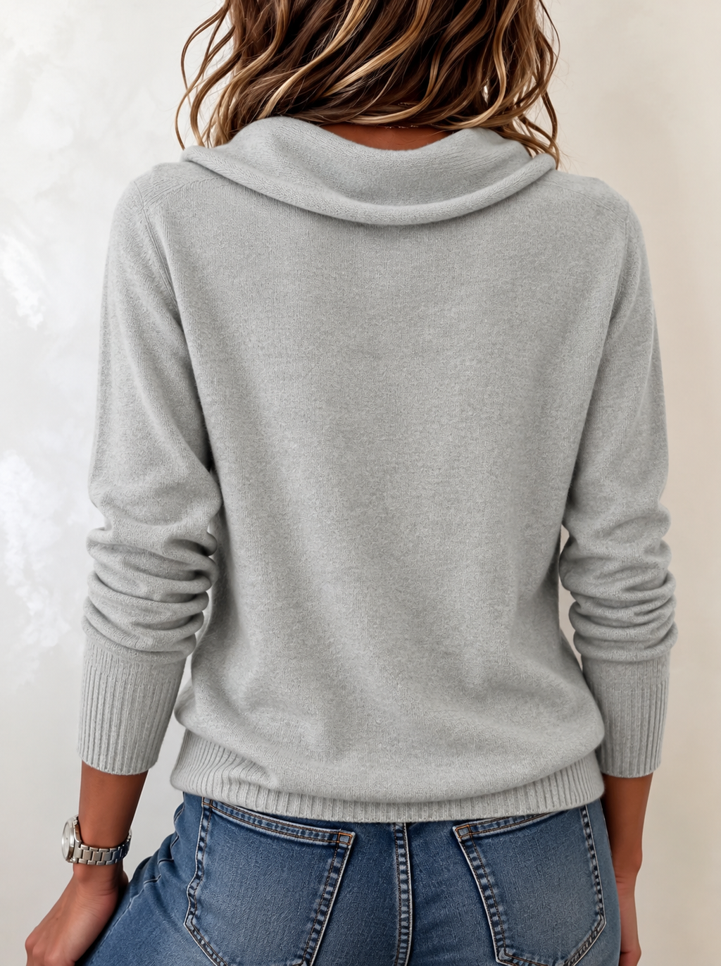 Women's Draped Cowl Neck Jumper with Ribbed Trim, view 13