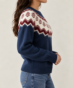 Women's Fair Isle Crew Neck Jumper with Patterned Yoke, view 2