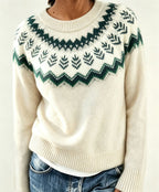 Women's Fair Isle Crew Neck Jumper with Patterned Yoke, Beige, view 15