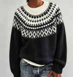 Women's Fair Isle Crew Neck Jumper with Patterned Yoke, Black, view 16