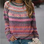 Women's Fair Isle Multicolour Knit Jumper, Pink, view 3